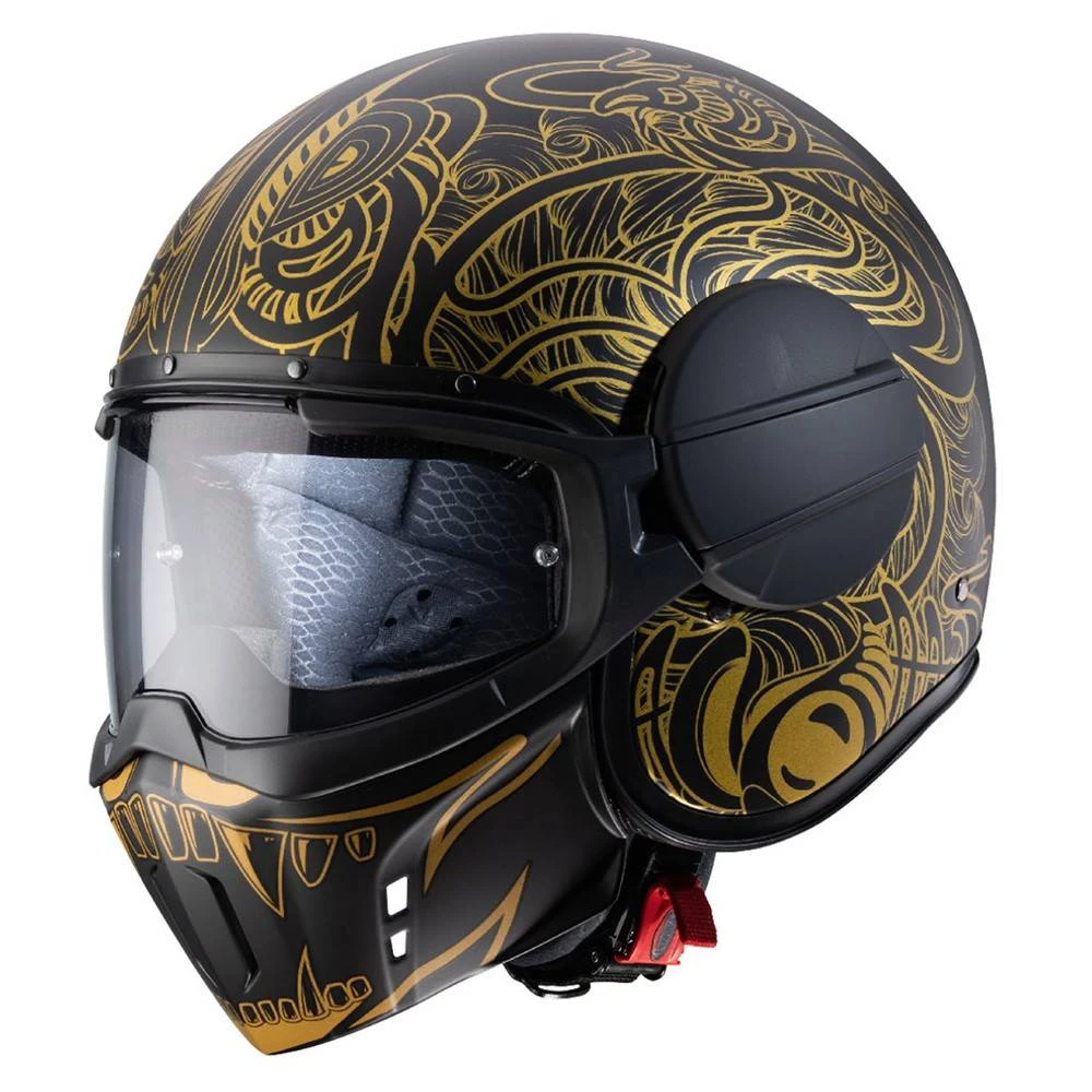 Caberg Ghost Open Face Helmet - Maori Matt Black Gold 2 Caberg Ghost Open Face Helmet - Maori Matt Black Gold - Image 2