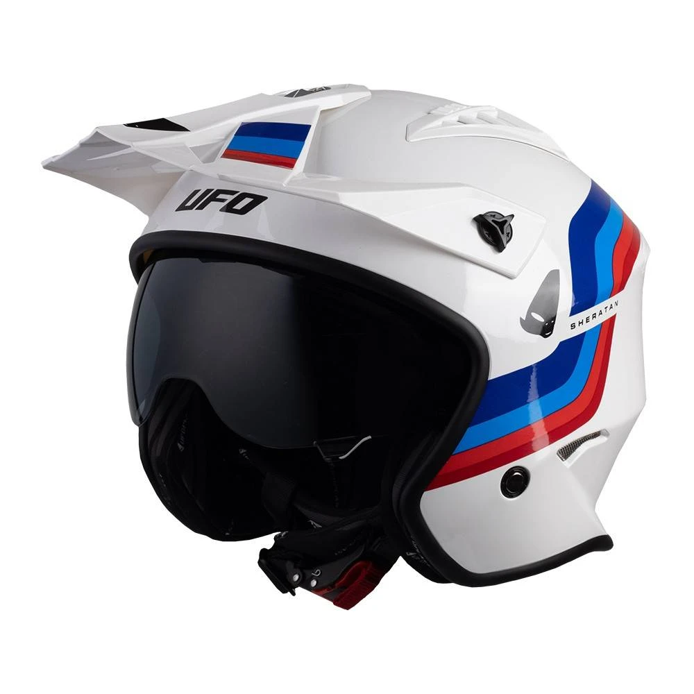 UFO Sheratan Jet Open Face Helmet - White Red Blue 4 UFO Sheratan Jet Open Face Helmet - White Red Blue - Image 4