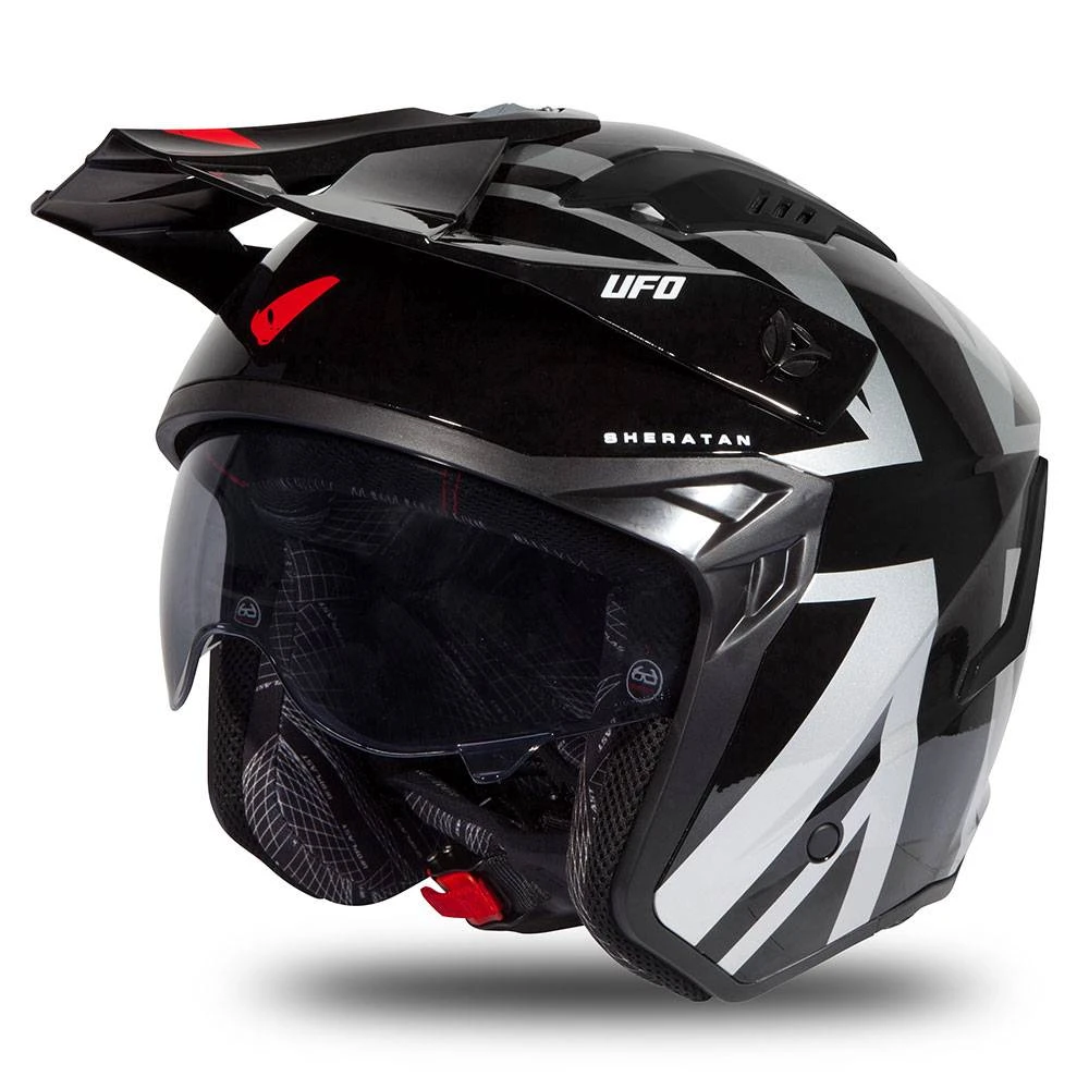 UFO Sheratan Black Grey Red Gloss Jet Open Face Helmet 1 UFO Sheratan Black Grey Red Gloss Jet Open Face Helmet