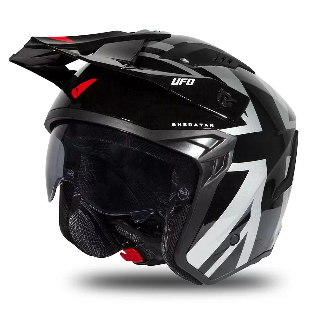 UFO Sheratan Black Grey Red Gloss Jet Open Face Helmet 3 UFO Sheratan Black Grey Red Gloss Jet Open Face Helmet - Image 3