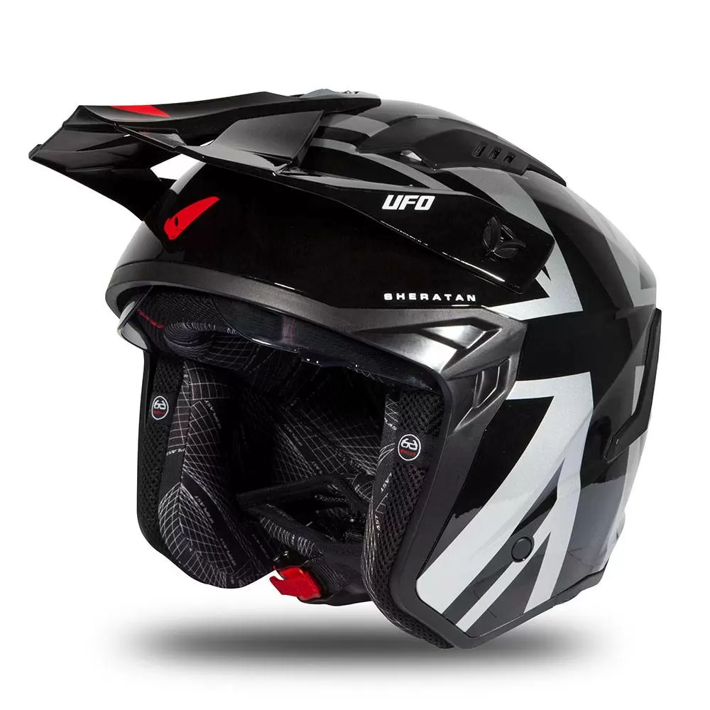 UFO Sheratan Black Grey Red Gloss Jet Open Face Helmet 2 UFO Sheratan Black Grey Red Gloss Jet Open Face Helmet - Image 2