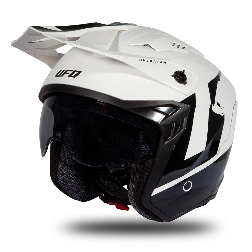 UFO Sheratan White Black Gloss Jet Open Face Helmet 1 UFO Sheratan White Black Gloss Jet Open Face Helmet