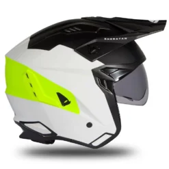 UFO Sheratan White Black Neon Yellow Matt Jet Open Face Helmet -UFO Sales Store he186 07 jpg