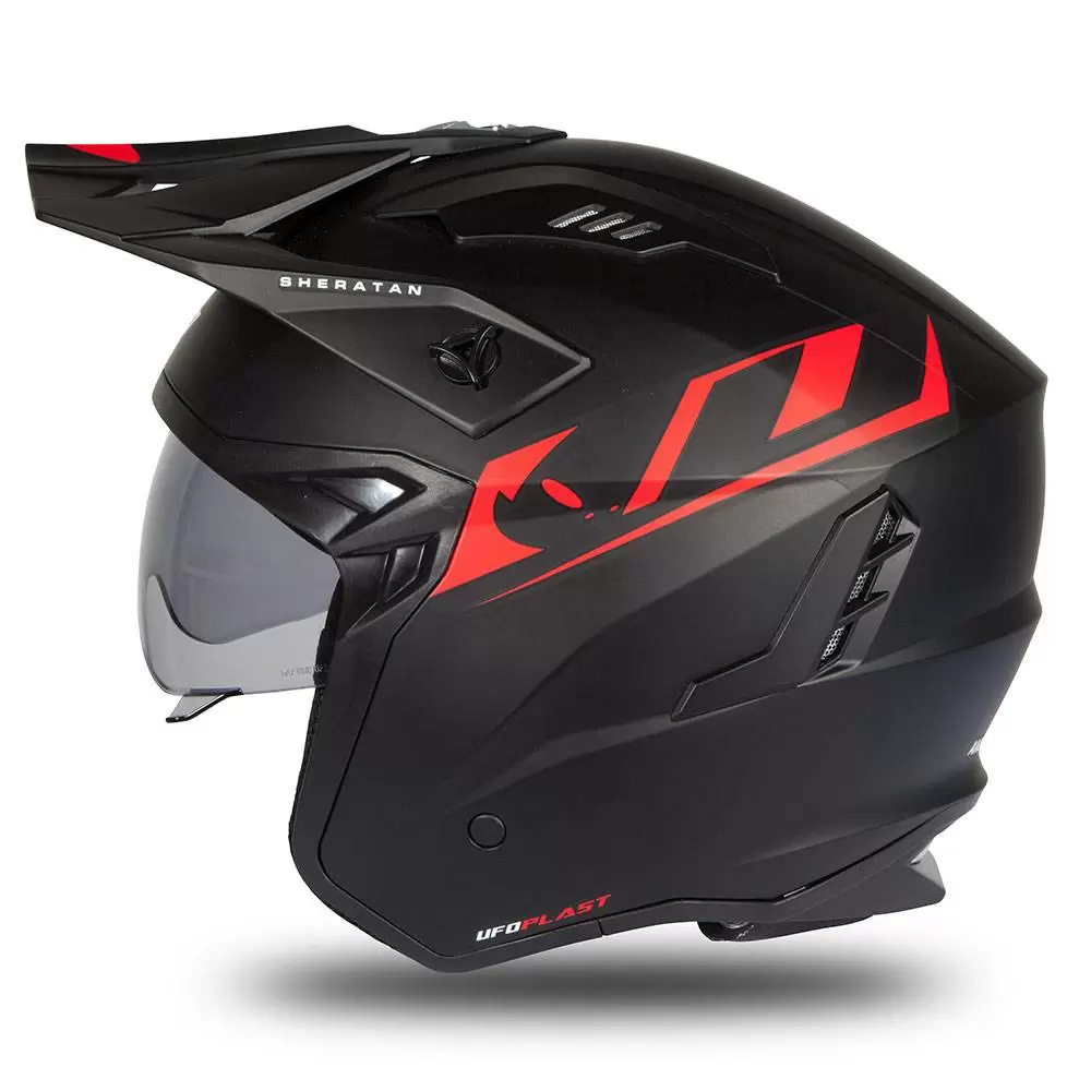 UFO Sheratan Black Red Matt Jet Open Face Helmet 13 UFO Sheratan Black Red Matt Jet Open Face Helmet - Image 13