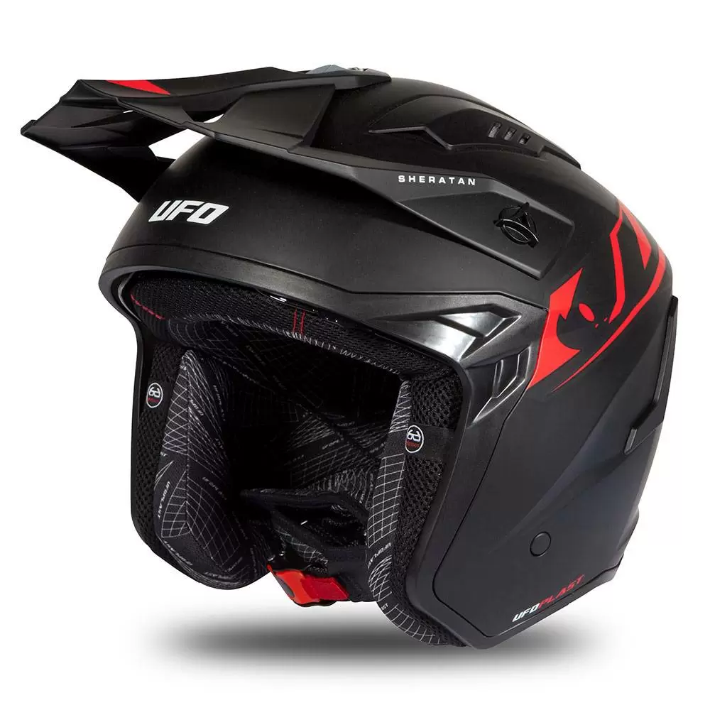 UFO Sheratan Black Red Matt Jet Open Face Helmet 12 UFO Sheratan Black Red Matt Jet Open Face Helmet - Image 12