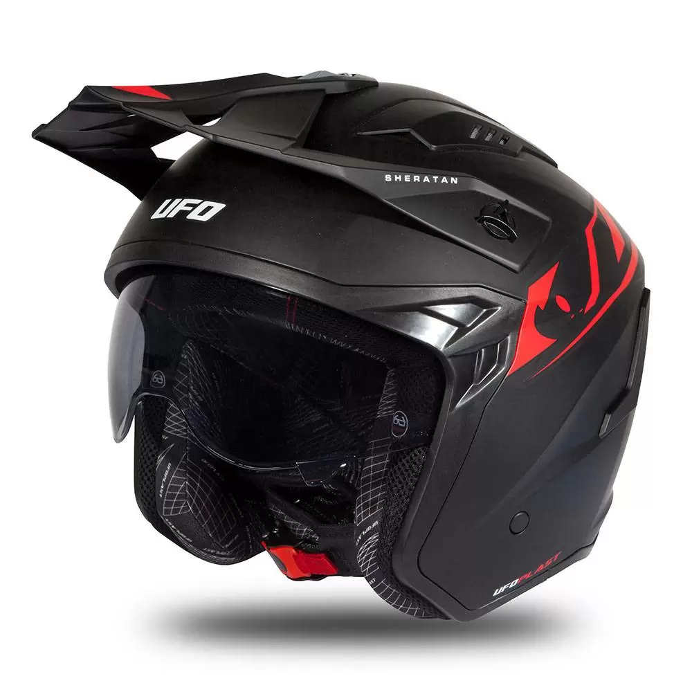 UFO Sheratan Black Red Matt Jet Open Face Helmet 2 UFO Sheratan Black Red Matt Jet Open Face Helmet - Image 2
