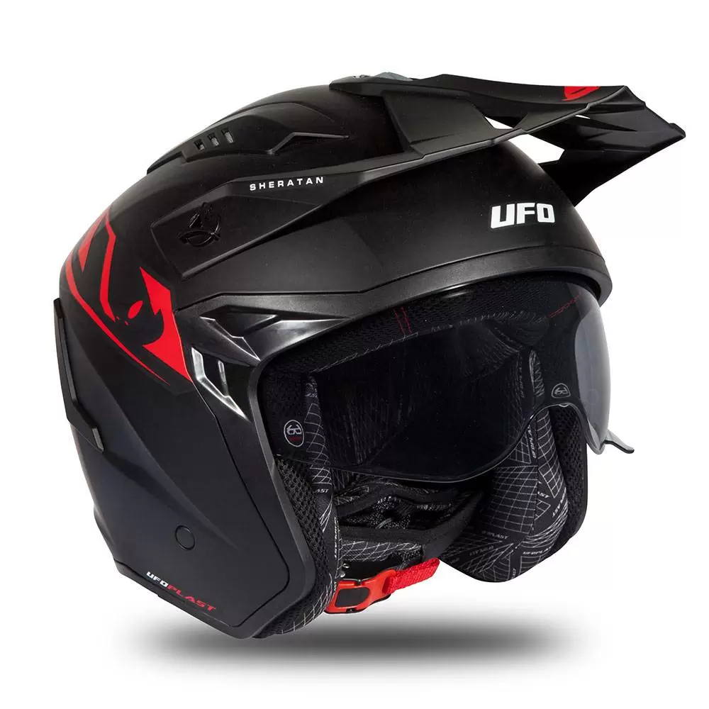 UFO Sheratan Black Red Matt Jet Open Face Helmet 4 UFO Sheratan Black Red Matt Jet Open Face Helmet - Image 4