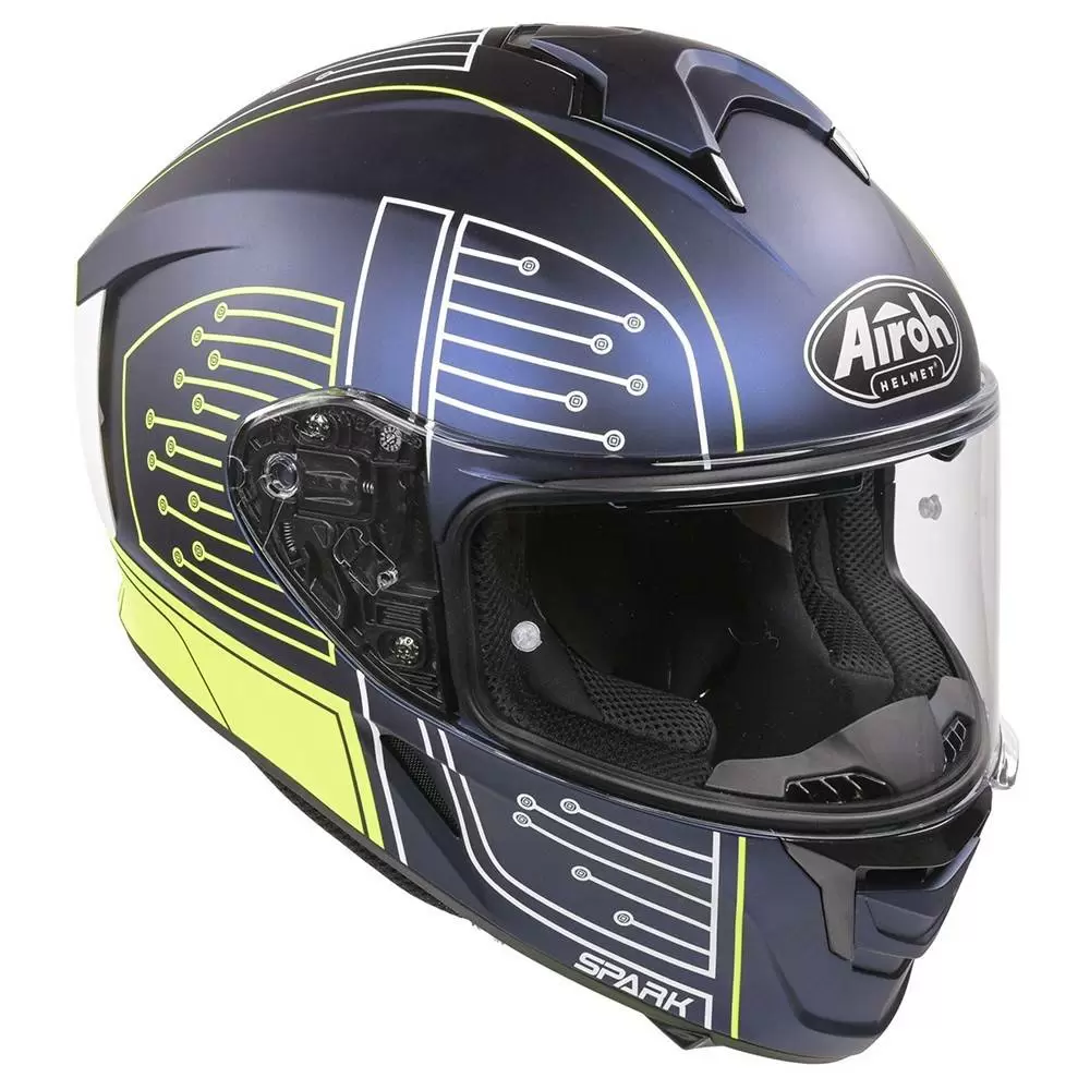 Airoh Spark Cyrcuit Blue Yellow Full Face Helmet 5 Airoh Spark Cyrcuit Blue Yellow Full Face Helmet - Image 5