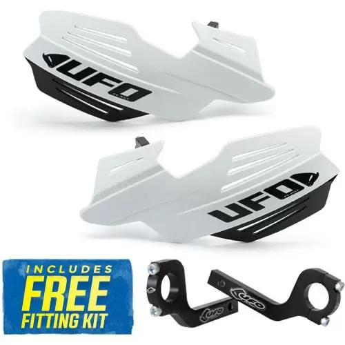 UFO White Vulcan Universal MX Handguards 2 UFO White Vulcan Universal MX Handguards - Image 2